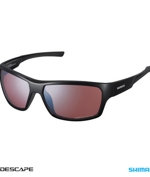 A photo of the Black Shimano Pulsar Sunglasses, with Ridescape lenses.